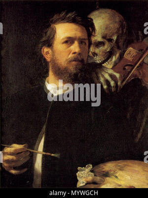 379 Arnold Böcklin - Selbstbildnis mit Tod als Fiddler - WGA 3033 Stockfoto