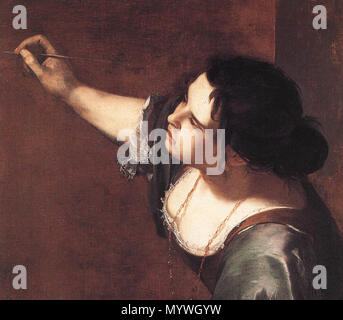 . Dargestellte Person: Artemisia Gentileschi. Selbstbildnis als Allegorie der Malerei detail. Zwischen 1638 und 1639 380 Artemisia Gentileschi - Selbstbildnis als Allegorie der Malerei (Detail) - WGA 08570 Stockfoto