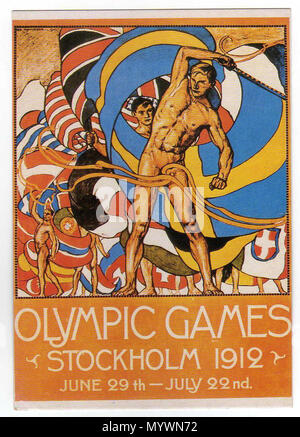 . Englisch: Plakat für die Olympischen Spiele 1912 in Stockholm, Schweden statt. 1912. Unbekannt 4 Olympischen Spiele 1912 Stockfoto