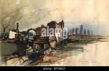 . English: Aquarell des Frontsoldaten Hitler: Haus mit weißem Zaun, Englisch: Aquarell der front-line Soldat Adolf Hitler: Haus mit weißem Zaun. ca. 1917 7 Adolf Hitler-Haus mit weissem Zaun Stockfoto