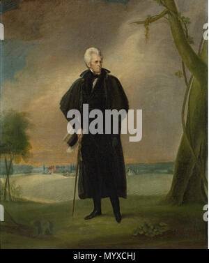 . Englisch: Andrew Jackson Künstler Ralph Eleaser Whiteside Graf, C. 1788 - 1838 Sitter Andrew Jackson, 15 Feb 1767 - 8 Jun 1845 Datum 1830 Typ Medium Malerei Öl auf Leinwand Bild Abmessungen: 76,2 × 63,5 cm (30 × 25') Rahmen: 110,5 × 98,1 cm (43 1/2 x 38 5/8") Kreditlinie aktuelle Eigentümer: Jeanne Lee Sataloff Objekt Nr. L/NPG. 5.2013 Ausstellung Label Andrew Jackson das Büro der Präsidentschaft in eine dynamische Führung und nationale Initiative verwandelt. Nicht mehr der Chef der Exekutive nur einen Sessel Aufseher der Kongress und die Nation. Darüber hinaus seine geschwungenen Ref. Stockfoto