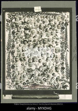 Call #: MSS P 24 Kasten 6 Ordner 5. 562 MSS P24B6F5. Um 1870 7 Collage von Kindergesichtern Stockfoto