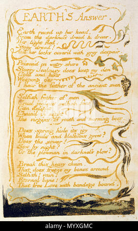 . Englisch: Blake's Abbildung und Drucken des 'Erde Antwort' in Kopie B des Song's von Unschuld und Erfahrung. . 1789, 1794. William Blake (1757 - 1827) Alternative Namen W. Blake; Uil" iam Bleik; Blake Beschreibung British-English Maler, Dichter, Schriftsteller, Theologe, Sammler und Graveur Geburtsdatum / Tod 28. November 1757 12. August 1827 Ort der Geburt / Todes Broadwick Street Charing Cross Standort London Authority control: Q 41513 VIAF:?:? ISNI 54144439 0000 0001 2096 135 X ULAN:?? n 500012489 LCCN: 78095331 NLA:? 35019221 WorldCat 8 der Erde Antwort kopieren B Stockfoto