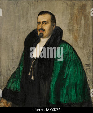 . Porträt des Prof. Dr. Josef Albert Amann Jr. (1866-1919), Gynäkologe, Universitätsprofessor und Kunstsammler. Öl auf Holz, signiert und datiert 1916. 89 x 78 cm. . 1916 35 Franz von Stuck Portrait Josef Albert Amann jr 1916 Stockfoto