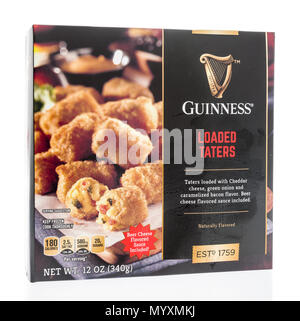 Winneconne - 1. Juni 2018: Eine Box mit Guinness geladen tators auf einem isolierten Hintergrund. Stockfoto