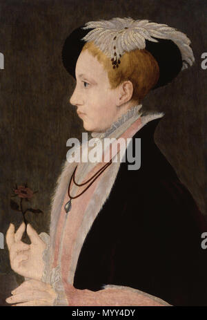 . Profil Porträt von König Edward VI. King Edward VI. 1540s. Kreis der William Powell Frith (Fl. 1537 - 1554) Alternative Namen William Scroetes, Guillim Scroots, Willem Scroots, William Scrotes Scroth, Guillaume, William Powell Frith, Guillim Devis, Willem Larkin, William Straßen, Guillim Stretes, Willem Stretes, William Stretes, William Strettes, Scroot, Scroet, Scroettes, Gwillim, Guillam, Meister der Regentin Maria, Meister des Stattholder Maria Beschreibung Flemish-English Hofmaler Datum der Geburt / Tod 1537 1553 Ort der Geburt / Todes England arbeiten Zeitraum 1537-1554 Arbeit Position L Stockfoto