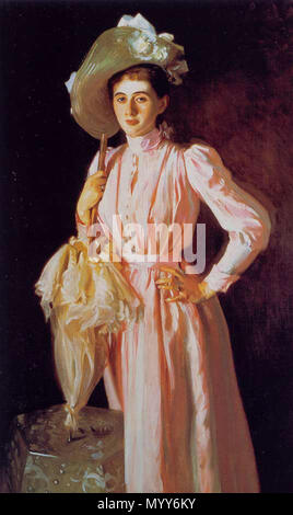 . Englisch: Miss Eleanor Brooks (Mrs. Richard Middlecott Saltonstall) John Singer Sargent - amerikanischer Maler 1890 Private collection Öl auf Leinwand 154,9 x 78,7 cm Oben rechts 'John Singer Sargent/1890' Eingeschrieben auf Reverse 'Miss Eleanor Brooks/von John Singer Sargent/August 1890 "Jpg: TEFAF.com, der Maastrichter Arts Fair lackiert unterzeichnet. 1890. John Singer Sargent Geboren: 12. Januar 1856, Florenz Gestorben: April 14, 1925, London, Vereinigtes Königreich 71 Miss Eleanor Brooks Stockfoto