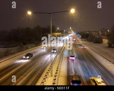 145 52 Norsborg, Schweden. 10. Januar 2015. Schneesturm in Hallunda, Schweden Credit: Kjellric/StockimoNews/Alamy Live-Nachrichten Stockfoto