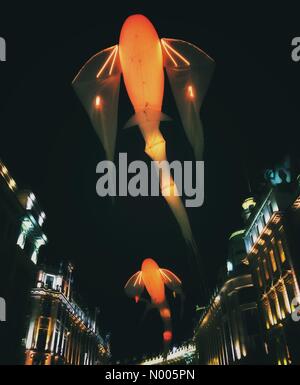 London, UK. 16. Januar 2016. Les Lumineoles von Porte Par le Vent ist Teil der Lumiere Festival London 2016 Credit: Neil Juggins / StockimoNews/Alamy Live News Stockfoto