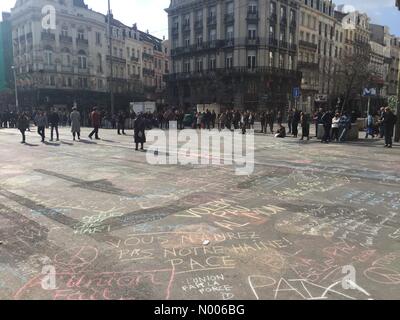 Rue De La Bourse 3, Brüssel, Belgien. 22. März 2016. Beursplein in Brüssel, Belgien nach den terroristischen Bombenanschlag Kredit greift: Bjorn Beheydt/StockimoNews/Alamy Live News Stockfoto