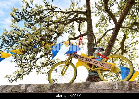 Sprotbrough, Doncaster, South Yorkshire: 30. April 2016: ein dekorierten Fahrrad in South Yorkshire Dorf des Sprotbrough für das Radrennen Tour de Yorkshire.  Die Tour ging durch Sprotbrough heute. Stockfoto