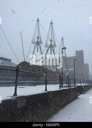 London, Großbritannien. 27 Feb, 2018. Starker Schneefall im Osten Londons Credit: Julija/StockimoNews/Alamy leben Nachrichten Stockfoto