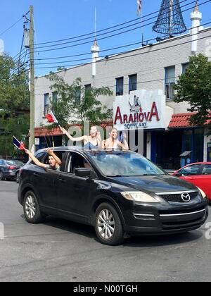 Montreal, Kanada. 15. Juli 2018. Frankreich gewinnt WM 2018. Französische Fußball-Fans in Montreal Feiern auf den Straßen Credit: Megapress/StockimoNews/Alamy leben Nachrichten Stockfoto