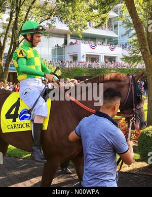 Arlington Million Tag, 11. August 2018, Arlington Heights, Illinois, USA, top Rasen Pferde laufen in Der multimillion Dollar Note 1 rasen Rennen, DianaJ/StockimoNews/Alamy Stockfoto