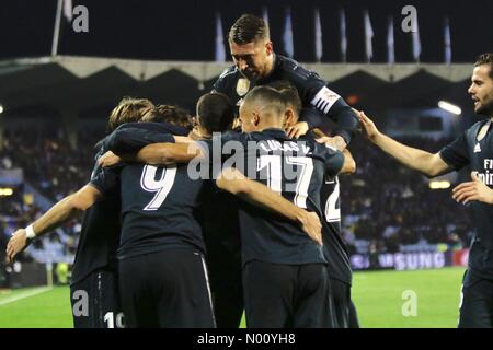 Vigo, Spanien. 11 Nov, 2018. Real Madrid feiert zweiten Gol, La Liga Match zwischen Real Club Celta de Vigo und Real Madrid in Balaidos Stadium; Vigo; Score 2-0. Credit: Brais Seara/Alamy Live News Credit: Brais Seara/StockimoNews/Alamy leben Nachrichten Stockfoto