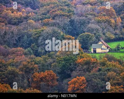 Dunsford, Devon. 12.. November 2022. UK Wetter: Herbstlandschaft bei Dunsford in Devon, UK. 12. November 2022. Credit nidpor/ Alamy Live News Credit: Nidpor/StockimoNews/Alamy Live News Stockfoto