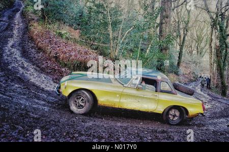 Dartmoor, Devon, Großbritannien. 7. Januar 2023 Das Exeter Trial Endurance-Rennen geht gegen den Aufstieg von Fingle Hill auf Dartmoor, Devon, Großbritannien. 7. Januar 2023. Credit nidpor/Alamy Live News Credit: Nidpor/StockimoNews/Alamy Live News Stockfoto