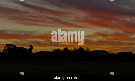 Adelaide, Australien. 20. Januar 2023. Farbenfroher Sonnenuntergang mit Orange und Wolken, Adelaide, Australien Kredit: amer ghazzal / StockimoNews/Alamy Live News Stockfoto