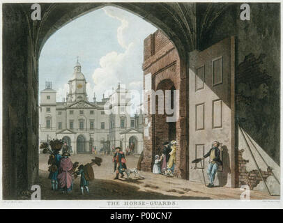 . Englisch: Blick auf Horse Guards, von ix Views Edward Rooker's von London". Die Horse-Guards. 20 Februar 1768 23 Die Horse Guards, von Edward Rooker nach Michael Angelo Rooker, 1768 - gac 01220 Stockfoto