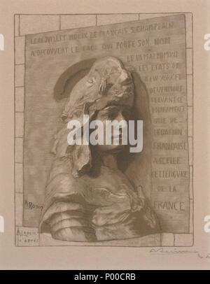 . Englisch: Holzstich: La Frankreich, durch Auguste-Louis Lepère. Aktuelle Lage: Dallas Museum of Art. 1912 12 Louis Auguste Lepere - La France (nach einem Rodin relief buste) (1912) Stockfoto