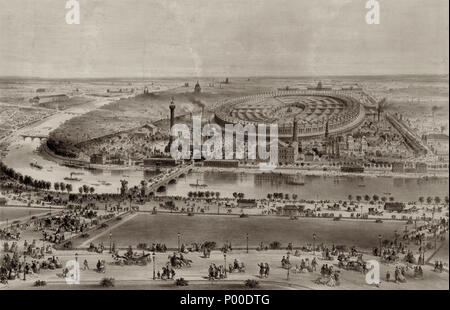 2 Exposition Universelle de 1867, vue Prise genérale des Hauteurs de Trocadero Stockfoto