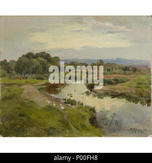 . Русский: Худ. Мария Фёдорова (1859-1934) "Пейзаж реки у'. 29 April 2013, 18:32:17 69 Maria Feodorova (1859-1934), 02. Stockfoto