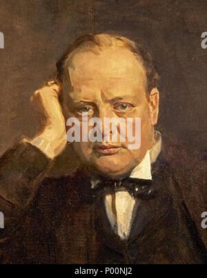 . Dieses Portrait wurde kurz nach dem Ersten Weltkrieg, in der Churchill erfolgreich als Erster Lord der Admiralität, Minister für Munition und Sekretär für den Krieg mit Verantwortung für die Demobilisierung serviert abgeschlossen. Die kräftigsten und hoch beendete unter einer Reihe von zeitgenössischen Staatsmänner, das Bild war in der Vorbereitung für tatesmen seines großen Kommission der Große Krieg' gemalt. Churchill war ein Mitglied des Parlaments für Dundee von 1908-22. Er fuhr fort, als Premierminister während des Zweiten Weltkrieges von 1940-45 dienen. . Englisch: Sir Winston Churchill, 1874 - 1965. Staaten Stockfoto