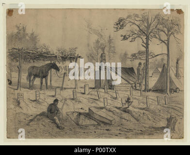 . Englisch: Titel: Eine Armee Friedhof. Winter Camp in der Nähe von Stoneman Schalter, Falmouth, Virginia/E.F. Abstract / Medium: 1 Zeichnung. . 1861. Forbes, Edwin, 1839-1895, Künstler 309 Eine Armee Friedhof. Winter Camp in der Nähe von Stoneman Schalter, Falmouth, Virginia - E.F. LCCN 2004661910 Stockfoto