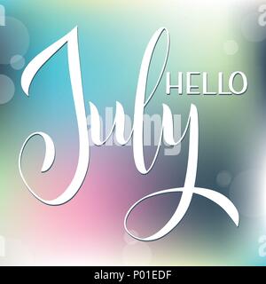 Hallo Juli Schriftzug. Elemente für Einladungen, Poster, Grußkarten. Seasons Greetings Stock Vektor