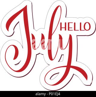 Hallo Juli Schriftzug. Elemente für Einladungen, Poster, Grußkarten. Seasons Greetings Stock Vektor