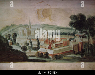 . Englisch: Ansicht der Zisterzienserabtei von Val-Saint-Lambert, c 1700. . 13 März 2010, 09:26:27. Unbekannter Künstler, c 1700 3 Abbaye Le Val-Saint-Lambert, ca 1700 Stockfoto