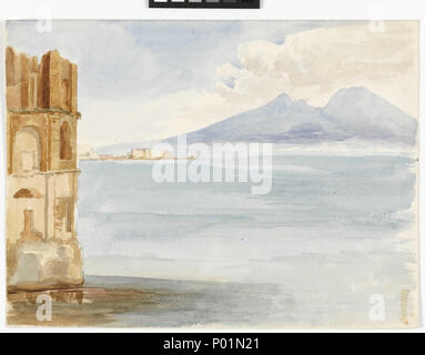 . Deutsch: "Bucht von Neapel" Obwohl undatiert diese Zeichnung der "Blick auf die Bucht von Neapel wurde wahrscheinlich von Matilda Rose auf der gleichen Reise nach Italien als andere Zeichnungen in dieser Sammlung, die es ein Datum von etwa April 1873 geben würde. Kinder der oberen Mittelklasse englische Familien wurden oft auf Reisen durch Italien im 19. Jahrhundert geschickt über Kunst und Praxis skizzieren zu erfahren. Vom Künstler signiert. Rose, wie sie die Familie bekannt, war John und Margaret's 10. Kind. Dies ist Teil einer Serie von Zeichnungen, die Sie, neben ihrer Brüder und Schwestern, als Teil ihrer künstlerischen Ed getan haben würde, Stockfoto