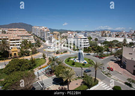 Kreisverkehr in Estepona Spanien, Auge des Vogels, Stockfoto