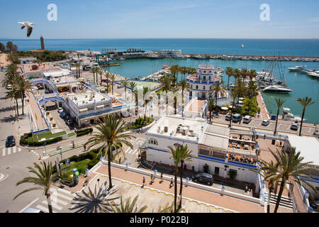 Vogelperspektive Estepona Hafen, Spanien Stockfoto