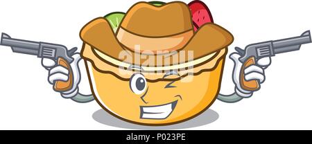 Cowboy Obstkuchen zeichen Cartoon Stock Vektor