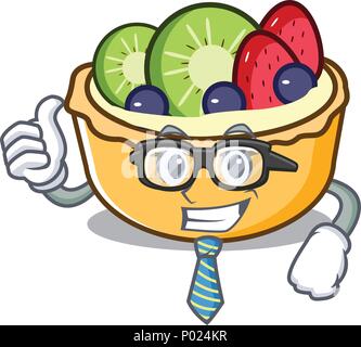 Geschäftsmann Obstkuchen zeichen Cartoon Stock Vektor