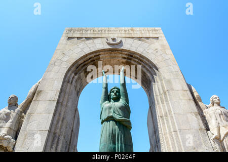 Das kriegerdenkmal an der Östlichen Armee oder Porte d'Orient, ein Denkmal in Erinnerung an die toten Soldaten, die für Frankreich auf den Schlachtfeldern des östlichen Europa im Ersten Weltkrieg Stockfoto