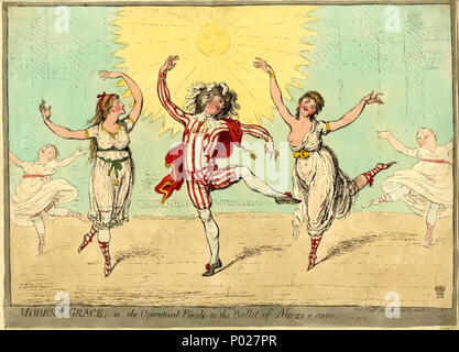 . Englisch: Rose und Charles Didelot (links und Mitte) tanzen mit Madame Parisot (rechts). . 1796. James Gillray (1756-1815) 16 moderne Gnade, - oder - Die operatical Finale zum Ballett von Alonzo e Caro Stockfoto