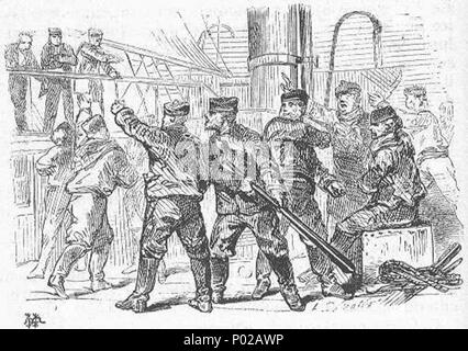 . Englisch: Eine Illustration von Jules Vernes Roman "Reisen und Abenteuer des Kapitän Hatteras', Teil I: "Die Englisch an der Noth Pole" Gezeichnet von Édouard Riou und/oder Henri de Montaut. Polski: Ilustracja powieści Juliusza Verne 'a' i Podróże Hatterasa przygody kapitana", części I: "anglicy na Północnym Biegunie" autorstwa Édouarda Riou i/lub Henri de Montauta. Français: Jules Verne: "Voyages et Aventures du Capitaine Hatteras - Les Anglais au Pôle Nord', Édouard Riou et Henri de Montaut. Diese Datei wurde hochgeladen mit Commonist. . 26. November 1866. Édouard Riou (1833-1900) Alternati Stockfoto