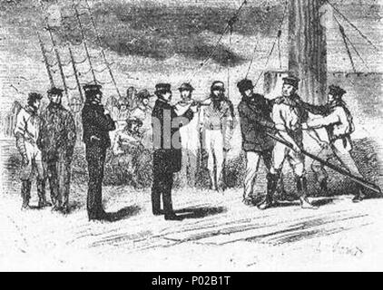 . Englisch: Eine Illustration von Jules Vernes Roman "Reisen und Abenteuer des Kapitän Hatteras', Teil I: "Die Englisch an der Noth Pole" Gezeichnet von Édouard Riou und/oder Henri de Montaut. Polski: Ilustracja powieści Juliusza Verne 'a' i Podróże Hatterasa przygody kapitana", części I: "anglicy na Północnym Biegunie" autorstwa Édouarda Riou i/lub Henri de Montauta. Français: Jules Verne: "Voyages et Aventures du Capitaine Hatteras - Les Anglais au Pôle Nord', Édouard Riou et Henri de Montaut. Diese Datei wurde hochgeladen mit Commonist. . 26. November 1866. Édouard Riou (1833-1900) Alternati Stockfoto