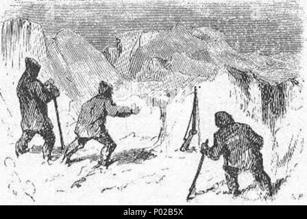 . Englisch: Eine Illustration von Jules Vernes Roman "Reisen und Abenteuer des Kapitän Hatteras', Teil I: "Die Englisch an der Noth Pole" Gezeichnet von Édouard Riou und/oder Henri de Montaut. Polski: Ilustracja powieści Juliusza Verne 'a' i Podróże Hatterasa przygody kapitana", części I: "anglicy na Północnym Biegunie" autorstwa Édouarda Riou i/lub Henri de Montauta. Français: Jules Verne: "Voyages et Aventures du Capitaine Hatteras - Les Anglais au Pôle Nord', Édouard Riou et Henri de Montaut. Diese Datei wurde hochgeladen mit Commonist. . 26. November 1866. Édouard Riou (1833-1900) Alternati Stockfoto