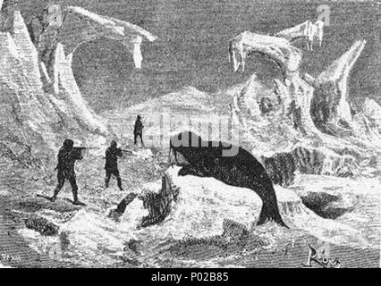 . Englisch: Eine Illustration von Jules Vernes Roman "Reisen und Abenteuer des Kapitän Hatteras', Teil II: "Der Bereich der Ice' gezeichnet von Édouard Riou und/oder Henri de Montaut. Polski: Ilustracja powieści Juliusza Verne 'a' i Podróże przygody kapitana części Hatterasa", II: "Pustynia lodowa" autorstwa Édouarda Riou i/lub Henri de Montauta. Français: Jules Verne: "Voyages et Aventures du Capitaine Hatteras - Le Désert de glace", Édouard Riou et Henri de Montaut. Diese Datei wurde hochgeladen mit Commonist. . 26. November 1866. Édouard Riou (1833-1900) Alternative Namen Edouard Riou Beschreibungen Stockfoto