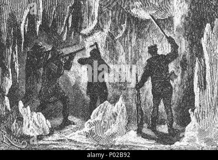 . Englisch: Eine Illustration von Jules Vernes Roman "Reisen und Abenteuer des Kapitän Hatteras', Teil II: "Der Bereich der Ice' gezeichnet von Édouard Riou und/oder Henri de Montaut. Polski: Ilustracja powieści Juliusza Verne 'a' i Podróże przygody kapitana części Hatterasa", II: "Pustynia lodowa" autorstwa Édouarda Riou i/lub Henri de Montauta. Français: Jules Verne: "Voyages et Aventures du Capitaine Hatteras - Le Désert de glace", Édouard Riou et Henri de Montaut. Diese Datei wurde hochgeladen mit Commonist. . 26. November 1866. Édouard Riou (1833-1900) Alternative Namen Edouard Riou Beschreibungen Stockfoto