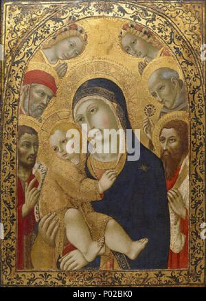 . Madonna mit Kind und Heiligen Hieronymus, Johannes der Täufer, Bernardino und Bartholomäus. 15. Jahrhundert 15 'Madonna mit Kind und den Heiligen Hieronymus, Johannes der Täufer, Bernardino und Bartholomäus', Gemälde von Sano di Pietro, 15. Jahrhundert, Kunstgalerie von New South Wales Stockfoto