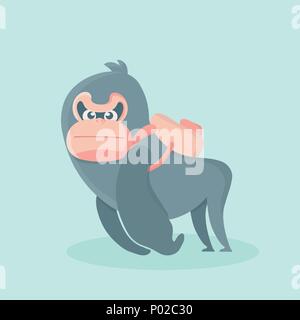 Vector Illustration eines niedlichen Fettsäuren und haarige Big cartoon Gorilla. Stock Vektor