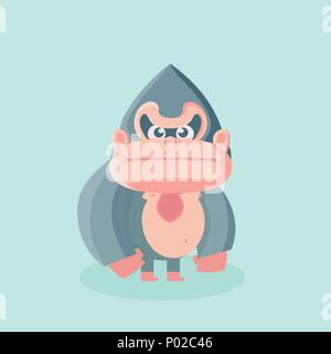 Vector Illustration eines niedlichen Fettsäuren und haarige Big cartoon Gorilla. Stock Vektor