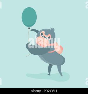 Vector Illustration eines niedlichen Fettsäuren und haarige Big cartoon Gorilla. Stock Vektor