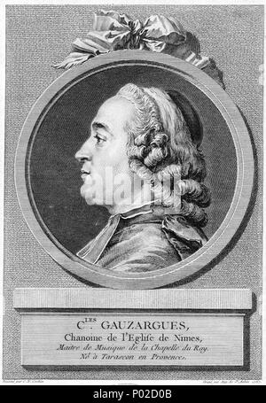 . Englisch: Porträt von Charles Gauzargues (1725-1799), französischer Komponist. 1767 18 Charles Gauzargues von Augustin de Saint-Aubin Stockfoto