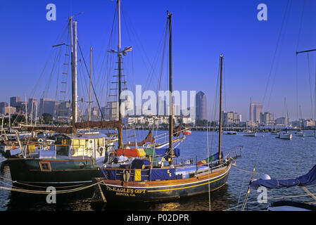 1992 historische EMBARCADERO Skyline von Downtown San Diego Kalifornien USA Stockfoto