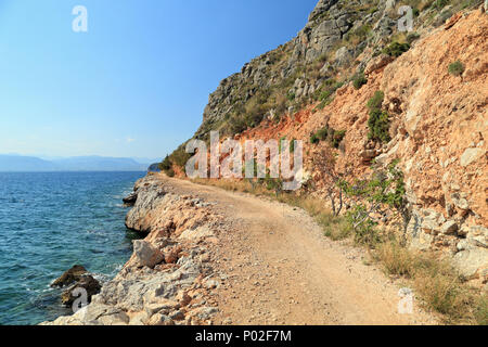 Küste Wanderweg von Nafplio zu karathona Strand Stockfoto